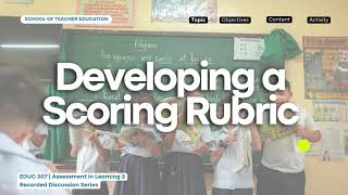 EDUC 307 | Developing Scoring Rubrics