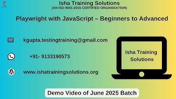 Playwright with JavaScript Demo On 2nd June 2025 Pls call/whatsapp us on +91-9133190573 to enroll