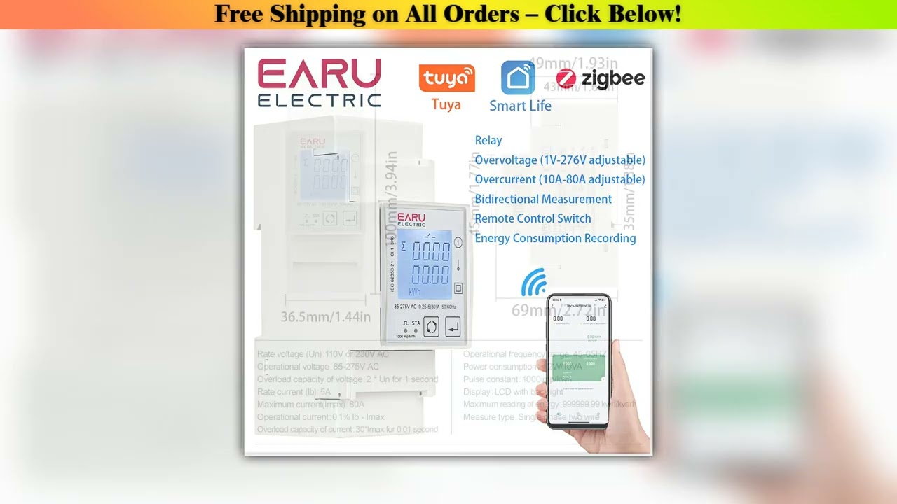 Tuya Wifi Zigbee 110V 220V 80A Single Phase Bidirectional measurement  Energy Meter Timer Power