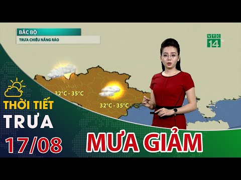 Video Thời tiết trưa, chiều 17/08/2021: Miền Bắc giảm mưa,... - youtube