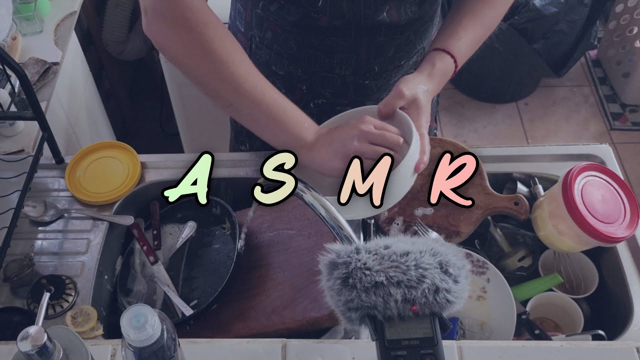 ASMR relajante Lavando loza | sonidos de agua, esponja y tapping (sin voz)