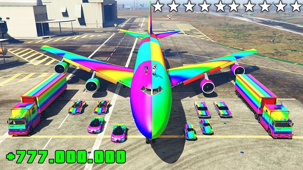 ROBÉ COCHES ARCOÍRIS VALORADOS EN 777.000.000$ CON SONIC DE LA VIDA REAL EN GTA 5