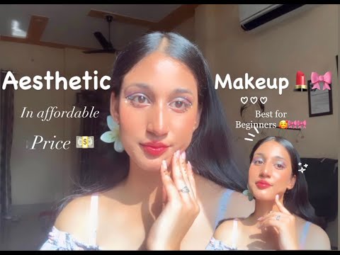 "Aesthetic Makeup Look for Photoshoots ✨ | Glowy Skin + Glitter Eyes"🎀💄🤌🏼