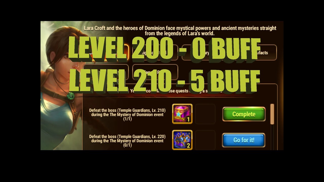 Hero Wars - Lara Croft - Temple Guardians - level 200 and 210 