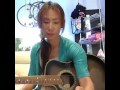 女装!男の娘!エレアコ2800円!太陽が燃えている。途中諦めた(笑)sing with a guitar
