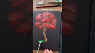 Easy red maple tree with acrylic paint on sketchbook #shorts Update