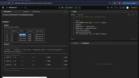 30 Days Of LeetCode Database Day 13 - 1193. Monthly Transactions I