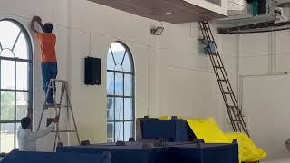 New Ahuja sound system fitting at hall by Asha and company,fort road,Rewa.9713213212