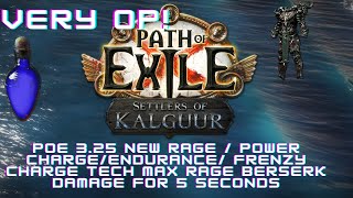 POE 3.25 NEW RAGE TECH OP! +25 MAX RAGE NO RAGE LOSS FOR 5 SECONDS BANNERS CRAZY 100% SPELL SUPPRESS