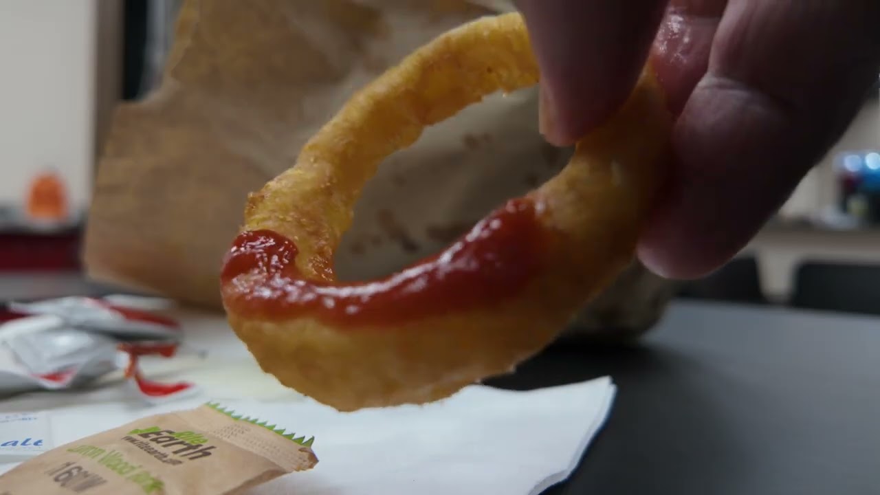 The Acme Burger Company yummy beef burger fries onion rings  