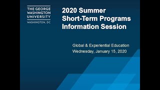 GWSB STAP Summer 2020 Information Session