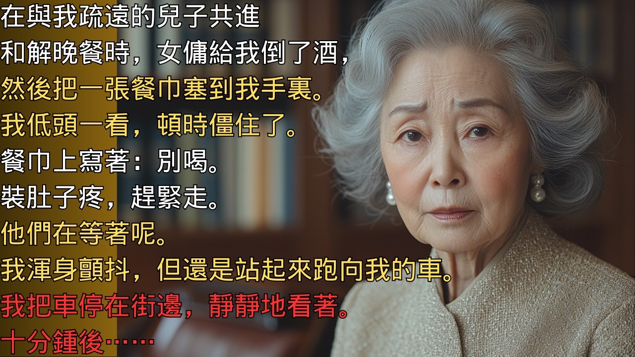 女傭偷偷塞給我一張紙條：快跑！  我兒子的晚餐是個陷阱。10分鍾後……