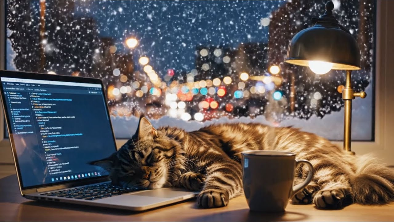 Snowfall Workspace Jazz 🌨 Calm Instrumental Background for Focus