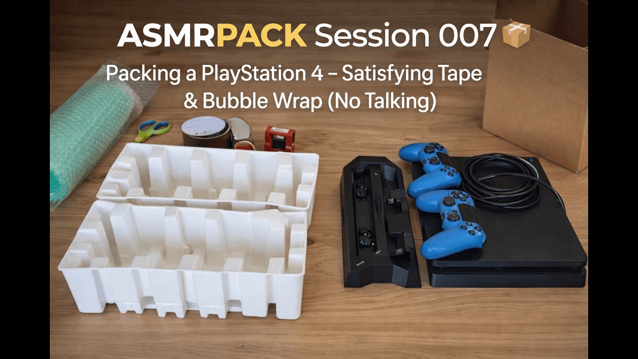 ASMRPACK Session 007 📦 | Packing a PlayStation 4 – Satisfying Tape & Bubble Wrap (No Talking)
