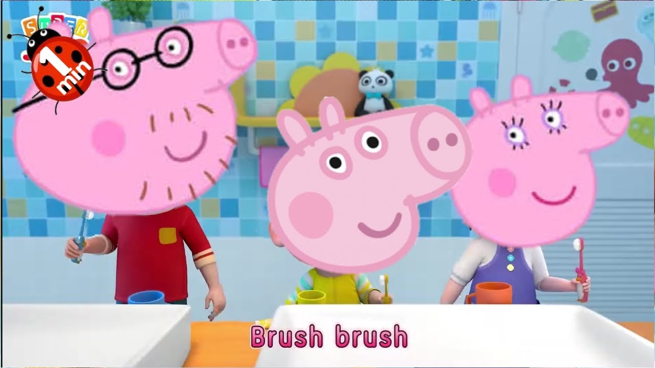 Time To Brush My Teeth Super Jojo but Peppa Pig and Mommy & Daddy with