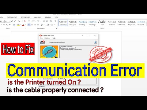 Communication Error In Canon LBP 3300 | Is The Printer Turned On |Is The Cable Properly Connected |