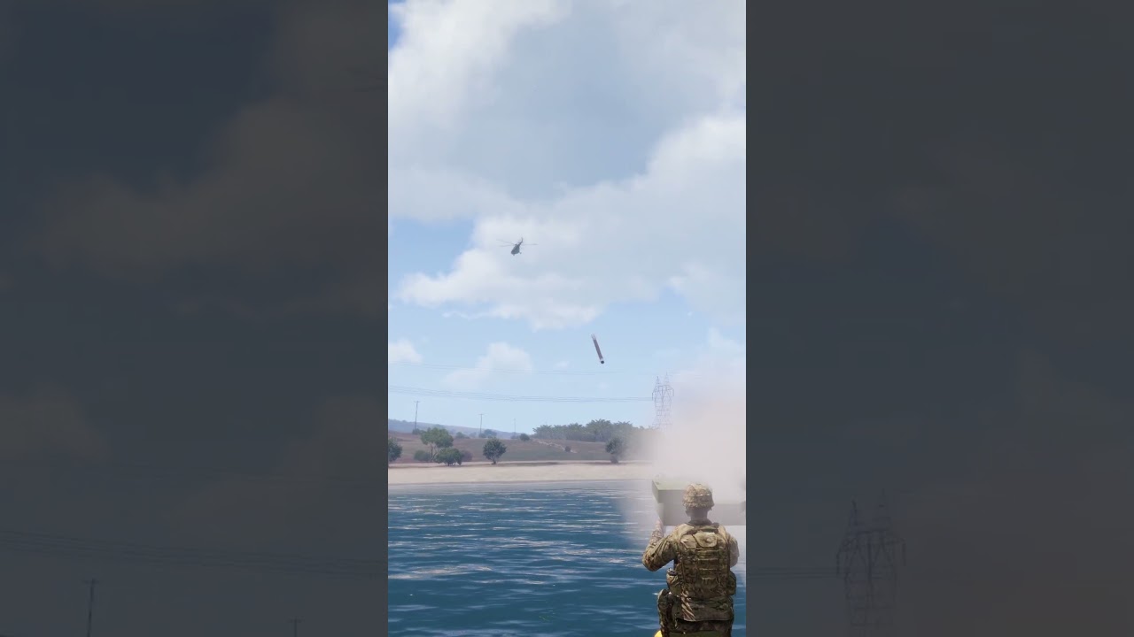 Anti-air system destroys russian transport helicopter-military simulation 