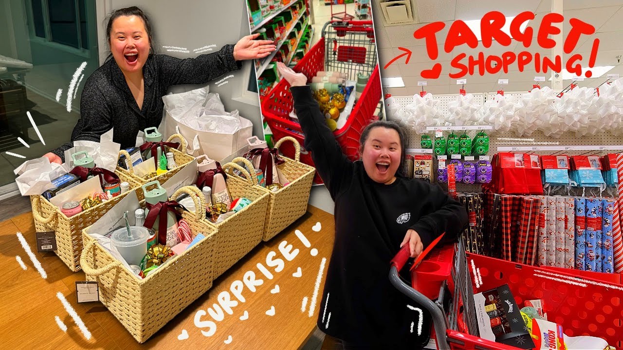 VLOG: surprising my neighbors for christmas, shopping at target, putting together gift baskets!