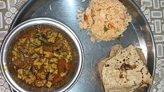 Moong dal ki Wadi ki sabji and fried rice. @TimeAm-pm