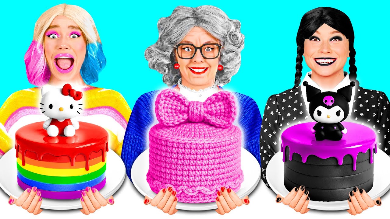 Уэнсдей против Энид Синклер Челлендж с Едой «Розовое или Черное» | Фантастические Лайфхаки с Едой