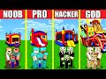 Minecraft Battle: BOUNCY CASTLE HOUSE BUILD CHALLENGE - NOOB vs PRO vs HACKER vs GOD / Animation