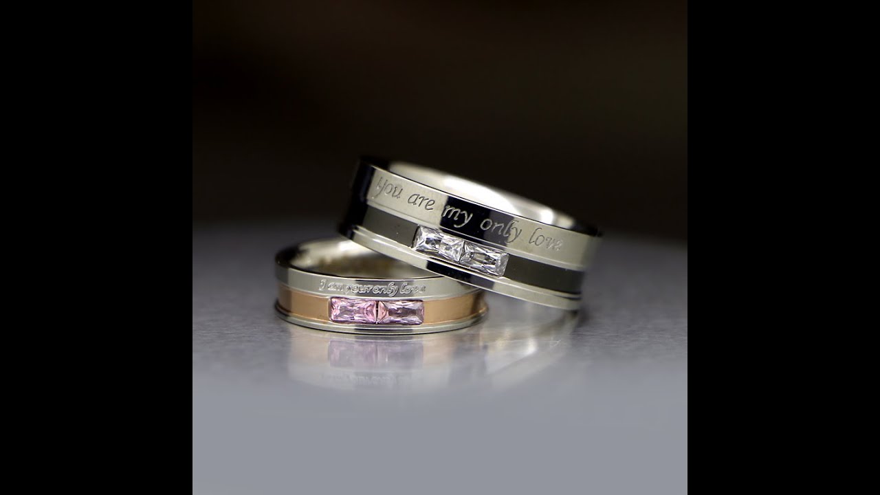 Engraved His and Hers Titanium Promise Rings Set by Gullei.com