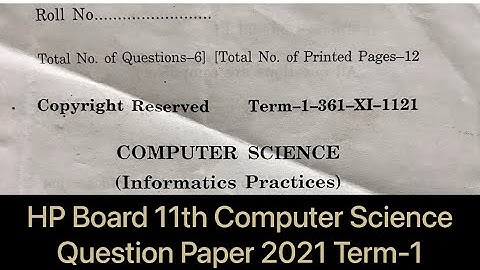 HP Board +1 Class Computer science question paper 2021 Term-1 | HP Board | Indian exams study
