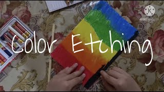 How to make COLOR ETCHING Very Simple and Easy! CRAYON ETCHING | OIL PASTEL ETCHING Arts