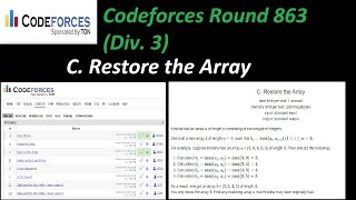 C. Restore the Array | Codeforces Round 863 (Div. 3) | No Talking.