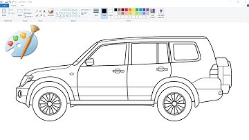How to draw a Car on computer using Ms Paint | Drawing Mitsubishi Pajero on Ms Paint. #cardrawing