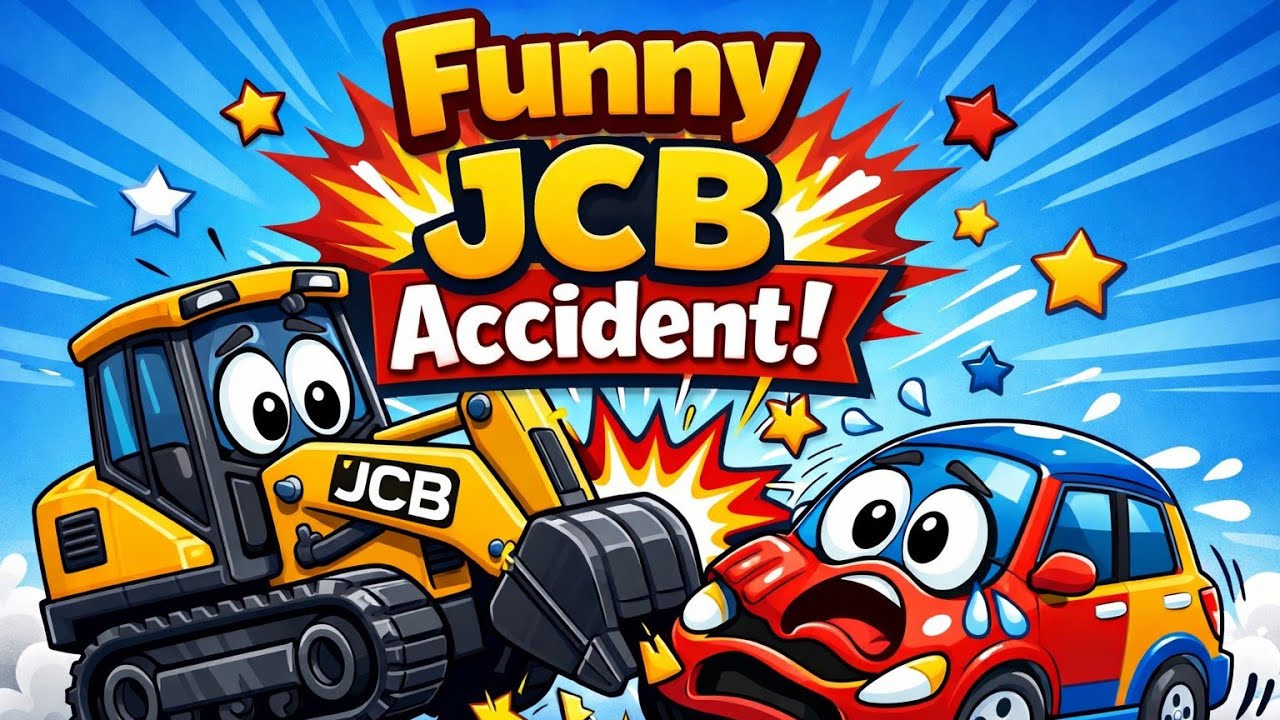 😂 Funny JCB & Car Accident Video | Kids Cartoon & Fun Animation 🚜🚗