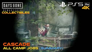 DAYS GONE REMASTERED | CASCADE - ALL CAMP JOBS (Summary) | PS5 Pro | 4K