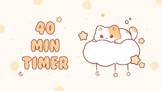40 minutes - Study Timer Work with me Cat on a fluffy cloud #timer #40minutes #studymusic #lofi