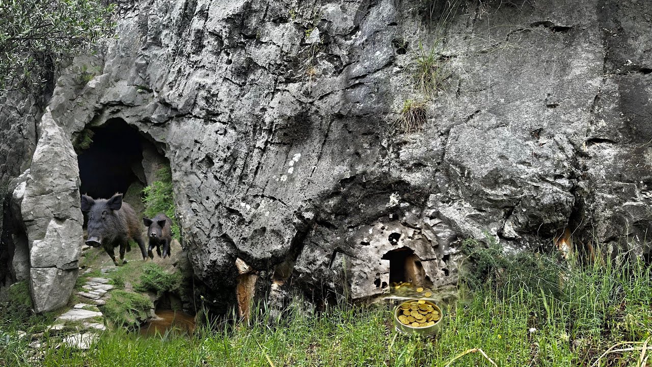 Атака свиньи во время добычи сокровищ...