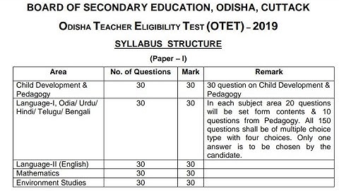 OTET SYLLABUS 2019!! SYLLABUS FOR OTET 2019!!
