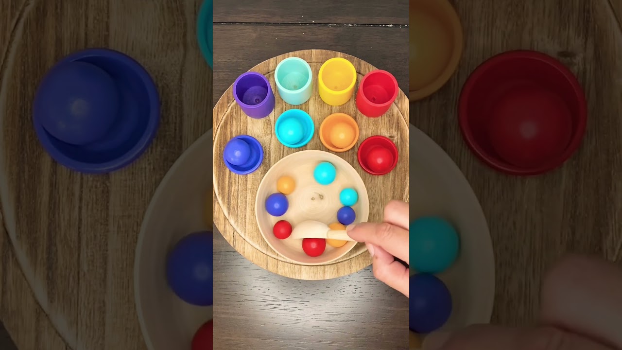 Sorting Wooden Balls ASMR | Relaxing Sounds, Cheerful Colors