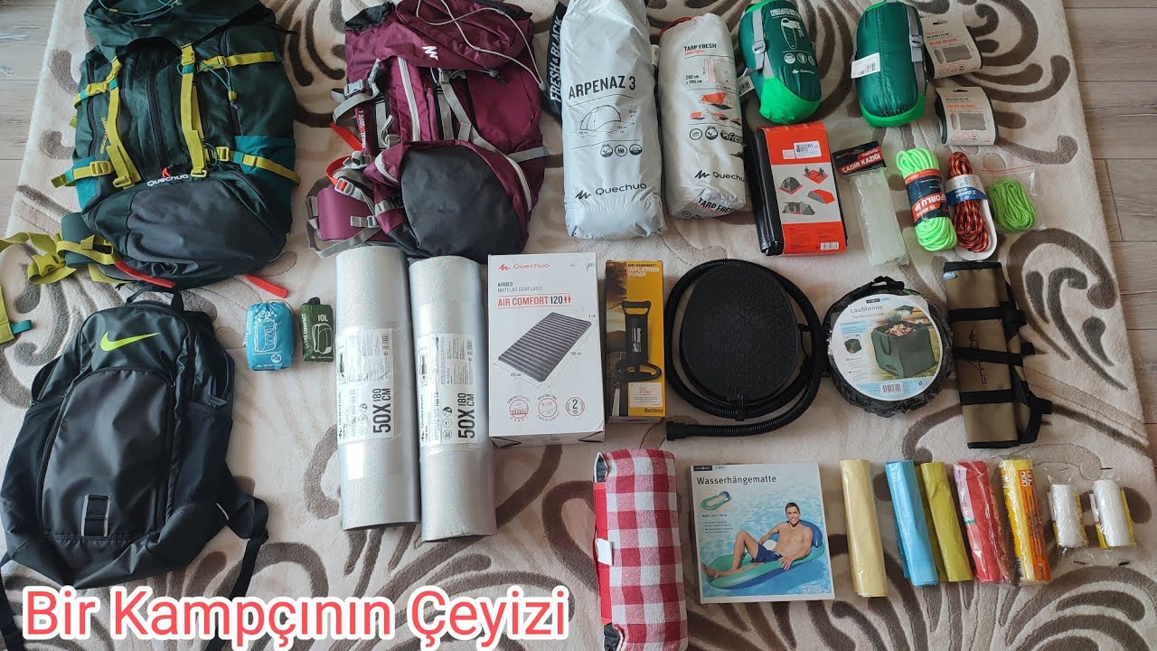 BİR KAMPÇI'NIN ÇEYİZİ . KAMP ÇANTAMDA NE VAR. BÜTÜN KAMP MALZEMELERİMİZ.