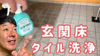 玄関の床【タイル】洗浄方法！【ウタマロクリーナー】でどこまで落ちる！？100均の【神アイテム】と【コスパ最強洗剤】で黒ずみが真っ白に！！