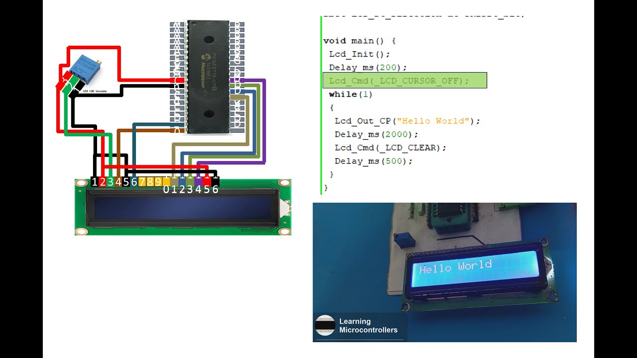 EP#2 LM016 16x2 LCD Cursor Series with PIC16F877A.Removing the cursor.