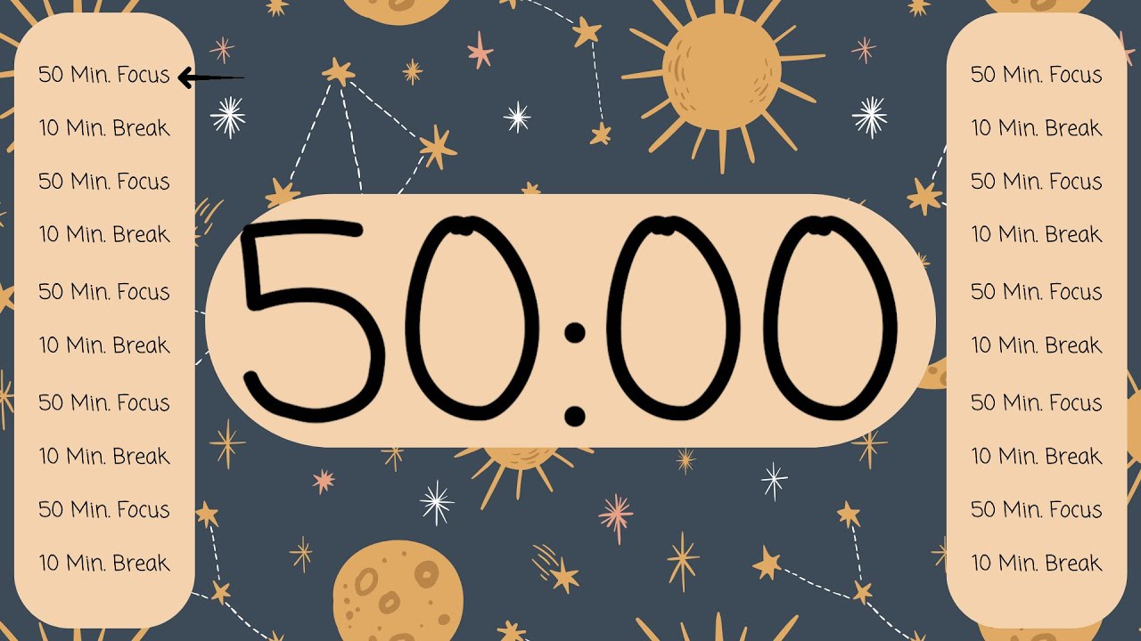 ⏳ 10-hour 50/10 Pomodoro Timer – Silent & Distraction-Free 🕒 | No Beeps, Just Focus