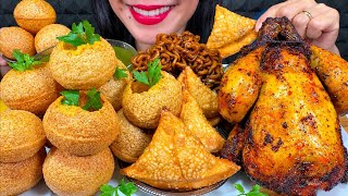 ASMR PANI PURI, SAMOSA, WHOLE ROAST CHICKEN, BLACK BEAN NOODLES MASSIVE Eating Sounds