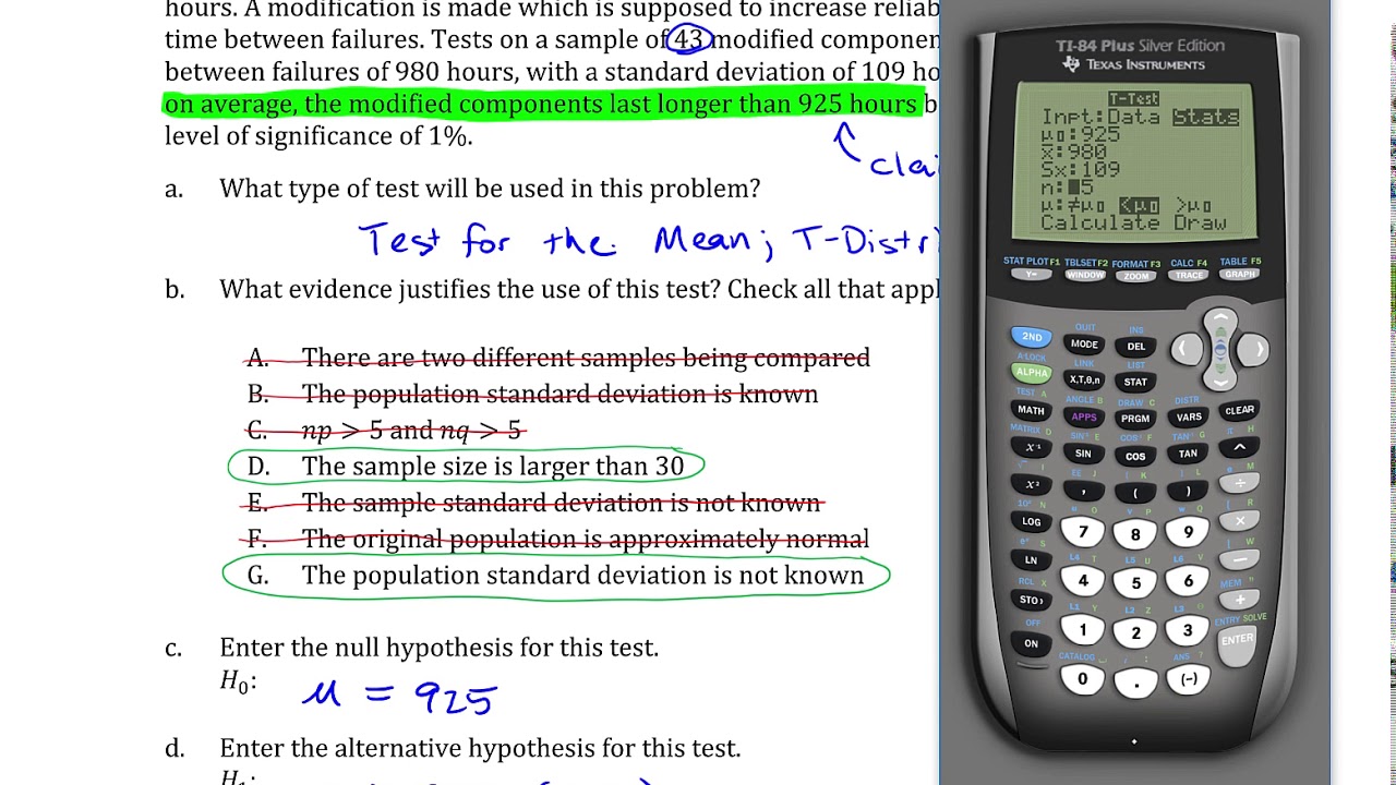 Hypothesis Tests for the Mean: Right-Tailed: Computer Components