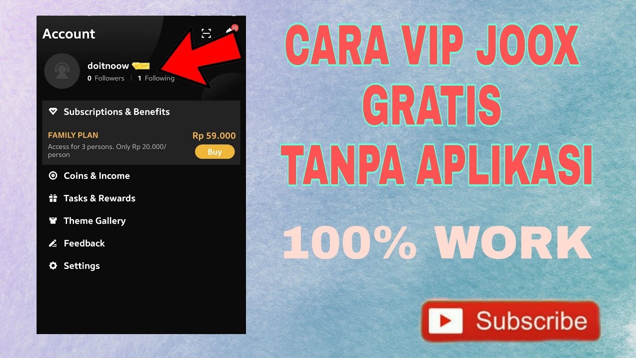 CARA VIP JOOX GRATIS TANPA APLIKASI 2021 WORK 100 YouTube