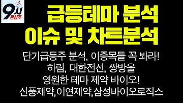 [하림,대한전선,쌍방울] 당일 관심테마! 전선관련주와 항공관련주를 알아야 투자한다.(삼성바이오로직스,신풍제약)