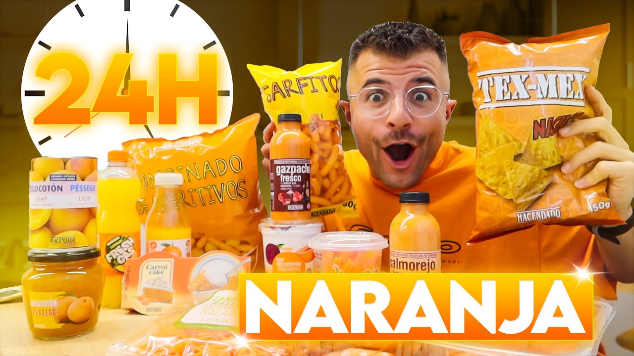 24H COMIENDO TODO NARANJA!! 🍑🥕🍊