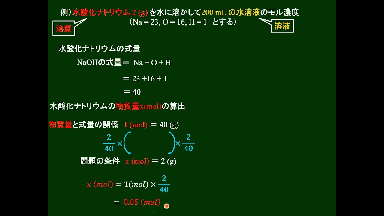 化学基礎 モル濃度 その２ 基本問題 Youtube