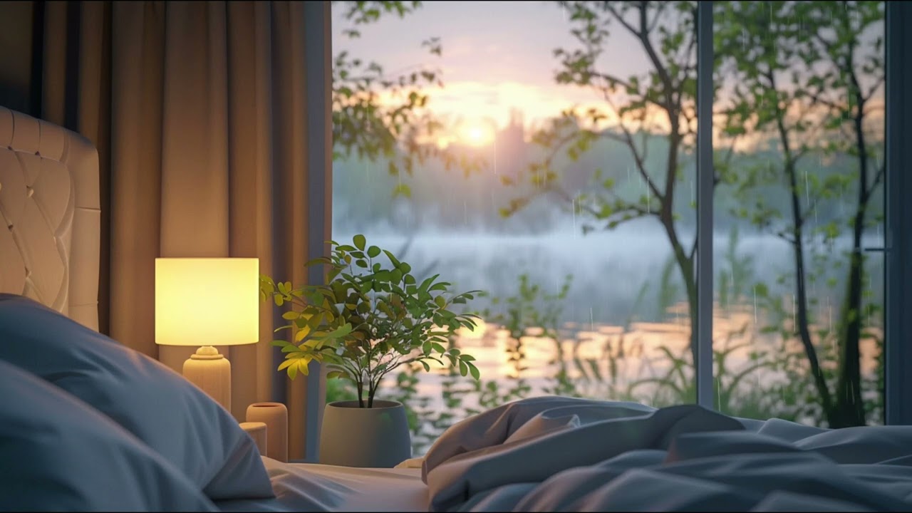 Deep Sleep Piano | Peaceful Lake Bedroom at Night (3 Hours)