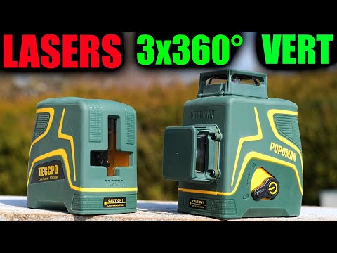 POPOMAN Laser vert 3x360° et TECCPO laser en croix impulsion IP54 à batterie + dewalt DCE089D1G-QW