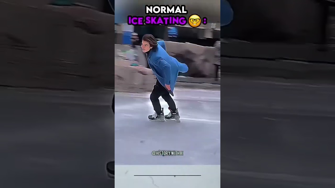 Normal Ice skating Vs Pro Ice Skaters 🔥🤯🔥 #historywithai #trending #meme #trollface