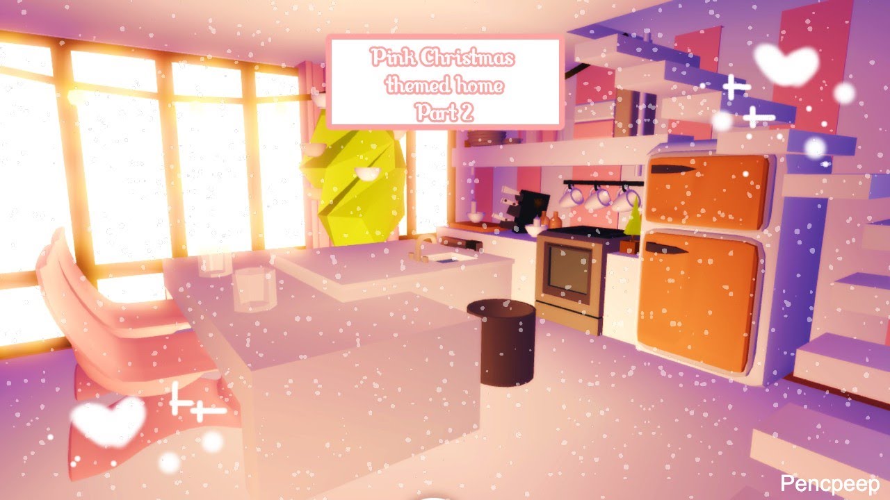Pink Christmas themed house part 2 🎄 [] Roblox adopt me speed build